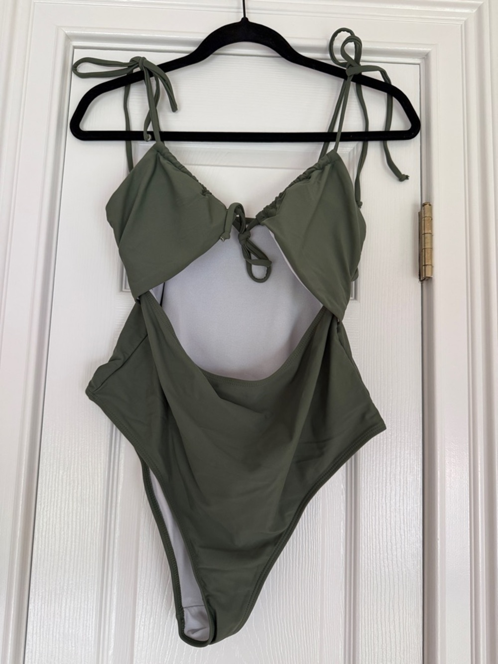 Olive Green Tie-Strap One-Piece Swimsuit